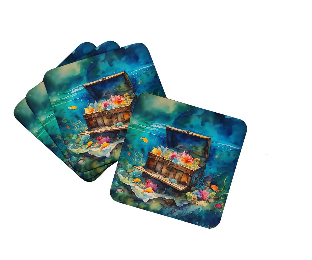 DAC2838FC 3.5 x 3.5 in. Treasure Chest Foam Coasters