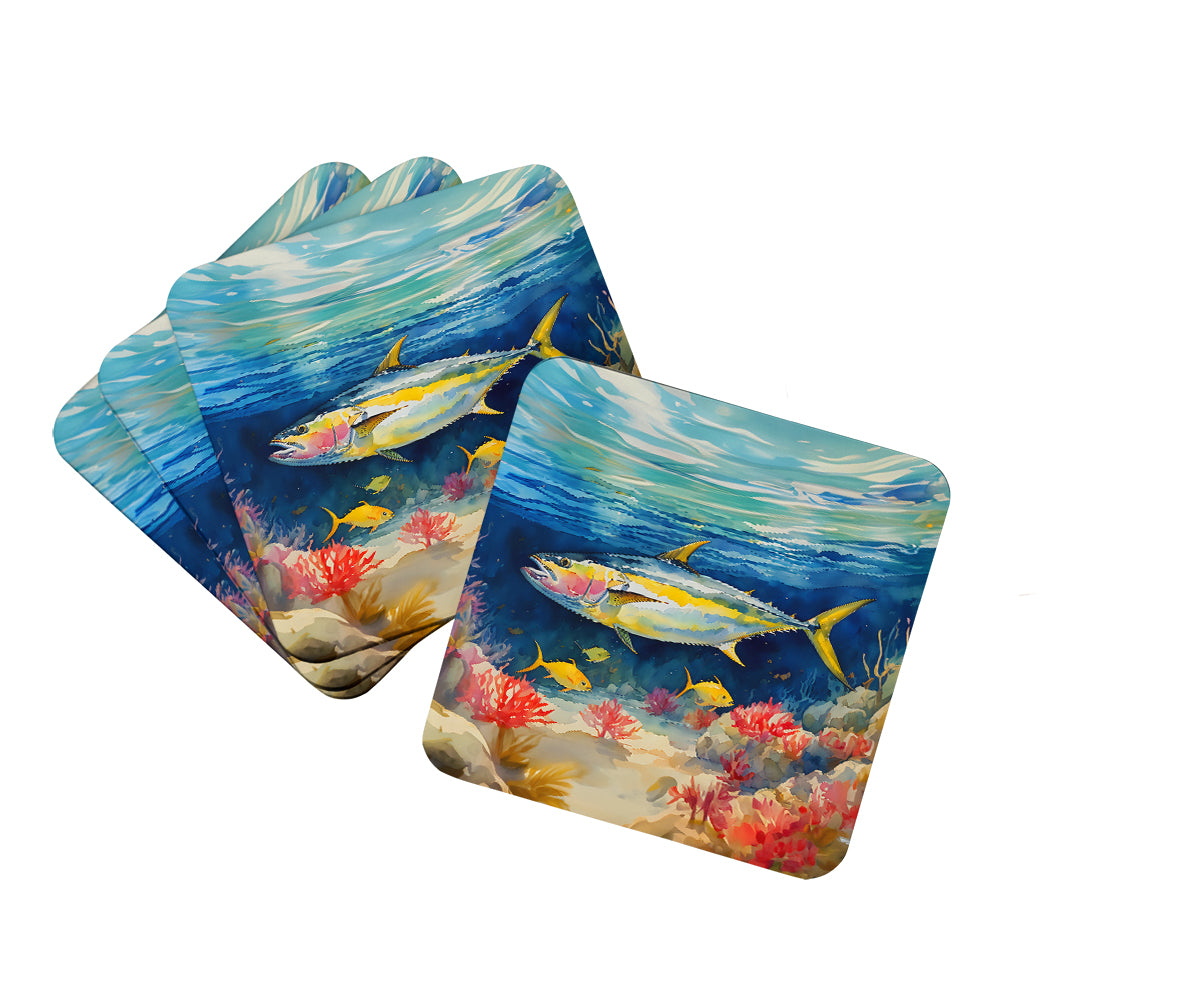 DAC2842FC 3.5 x 3.5 in. Yellowfin Tuna Foam Coasters