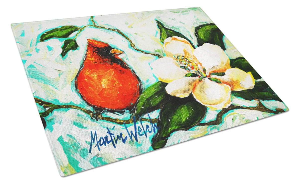 MW2034LCB 15 x 12 in. Cardinal Aqua Glass Cutting Board -  Carolines Treasures