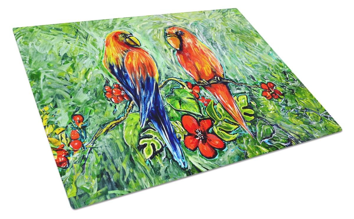 MW2063LCB 15 x 12 in. Fred & Freda Parrots Glass Cutting Board