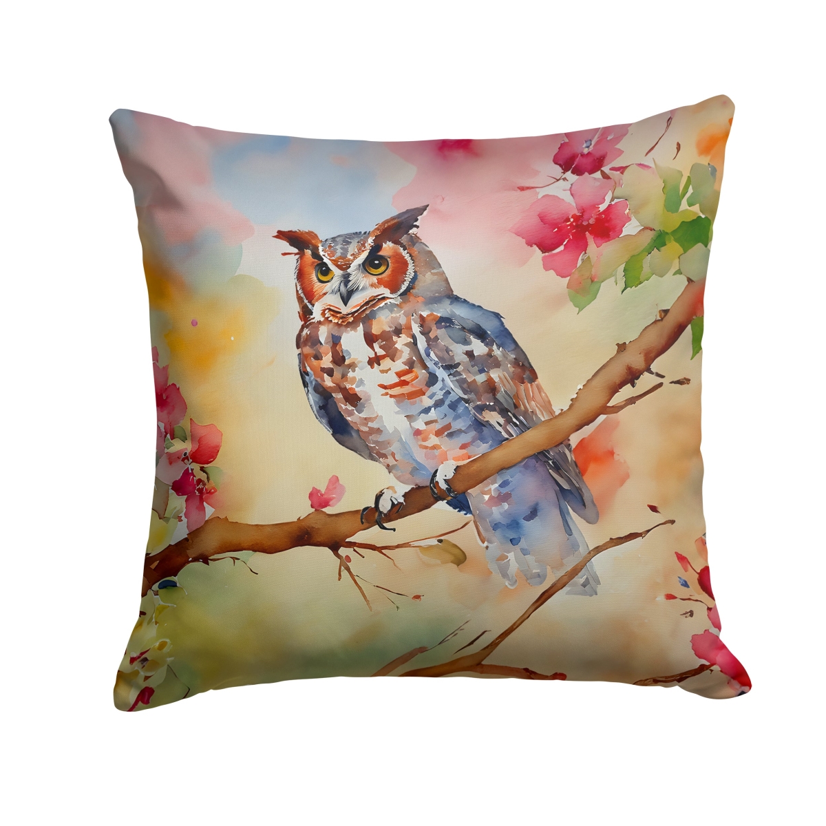 Eastern Screech Owl Throw Pillow - Multicolor - 14 x 14 in. - Water-Resistant