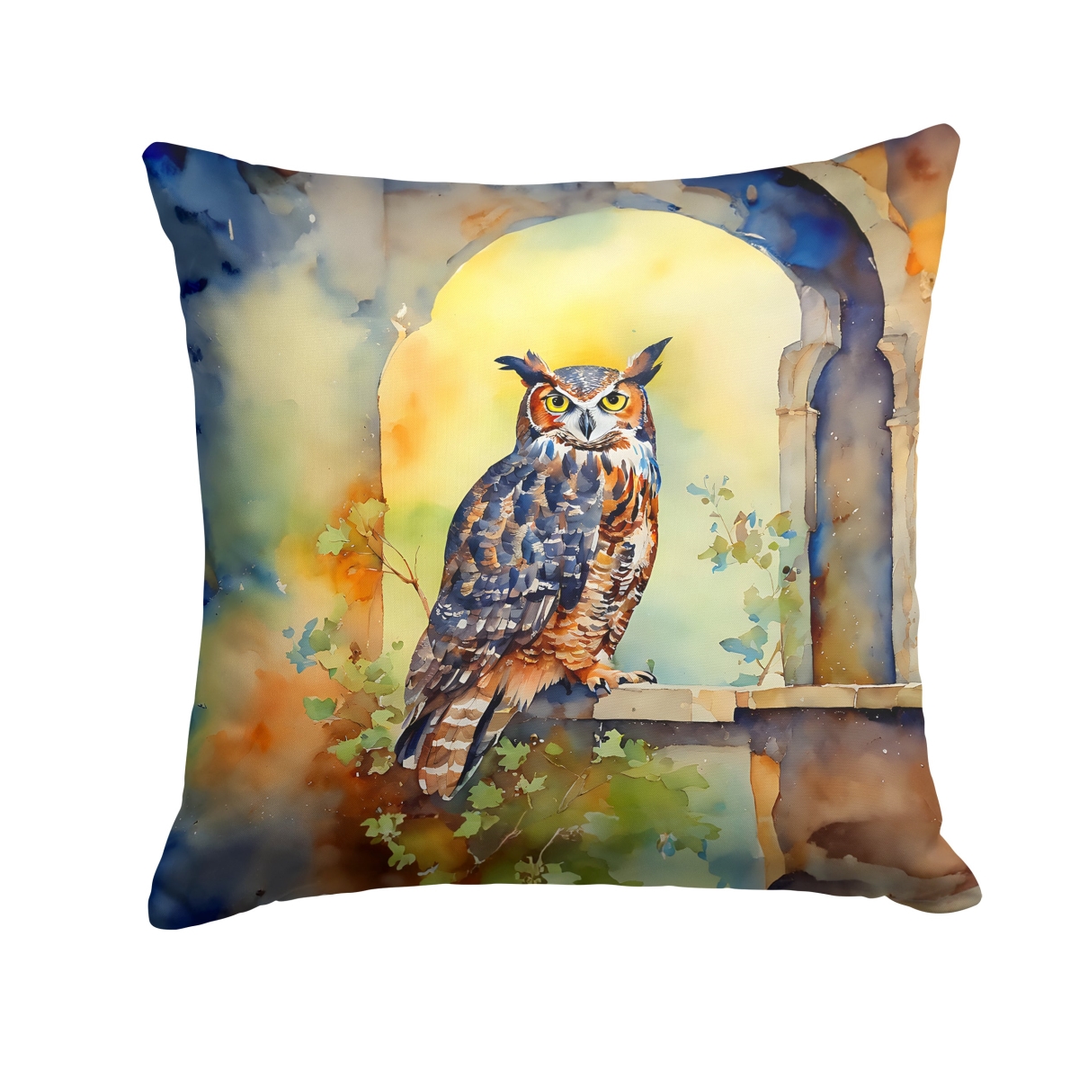 DAC3226PW1414 14 x 14 in. Great Horned Owl Throw Pillow