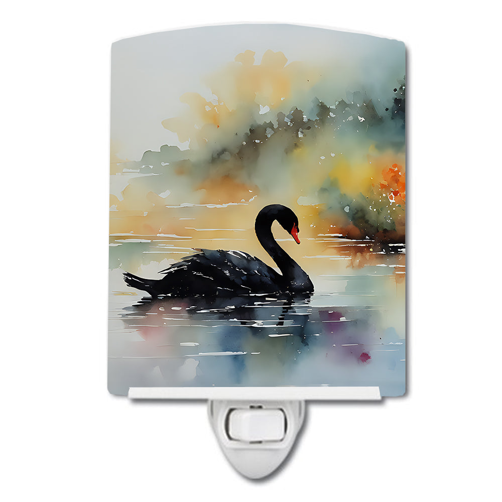 DAC3270CNL 6 x 4 in. Black Swan Ceramic Night Light