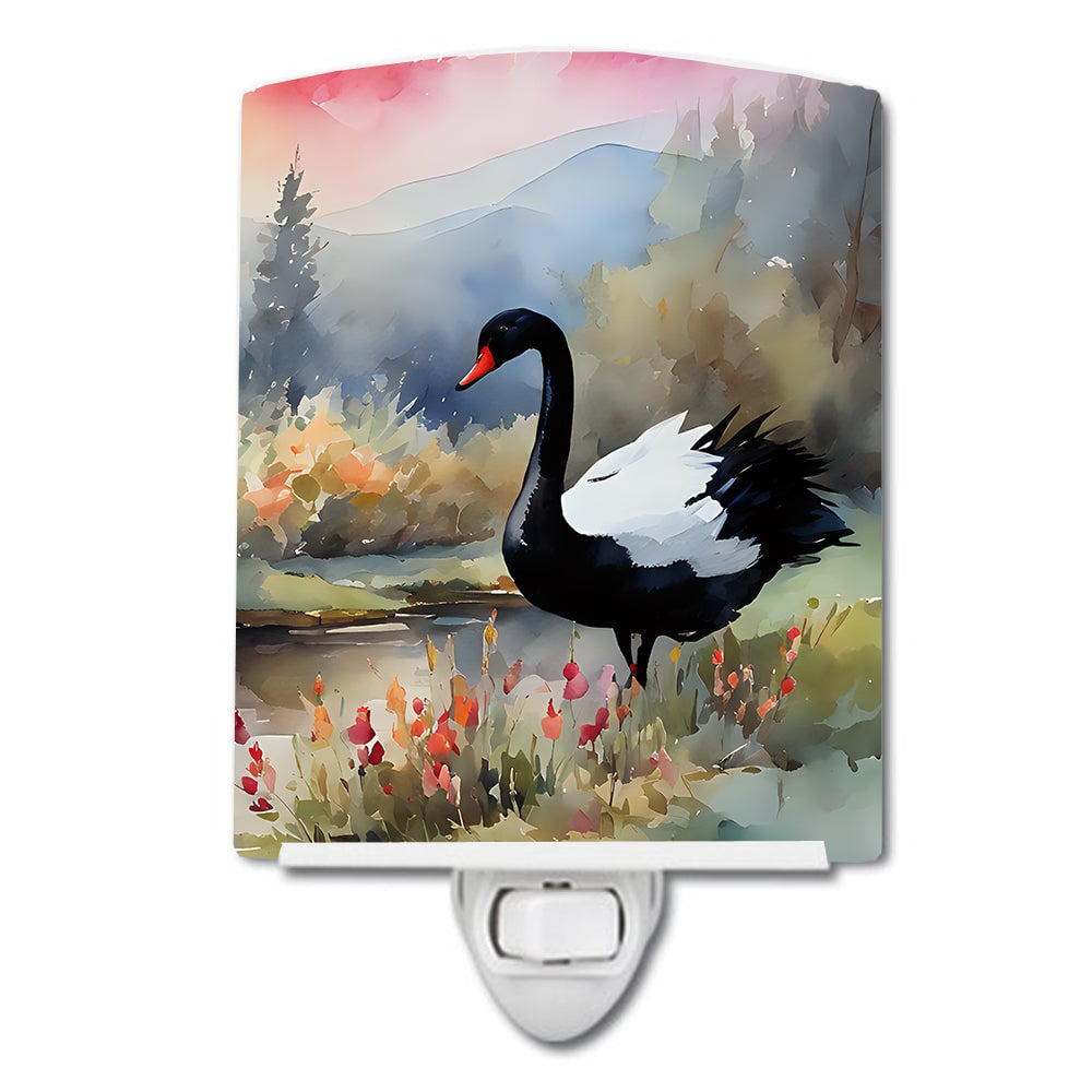 DAC3271CNL 6 x 4 in. Black Swan Ceramic Night Light