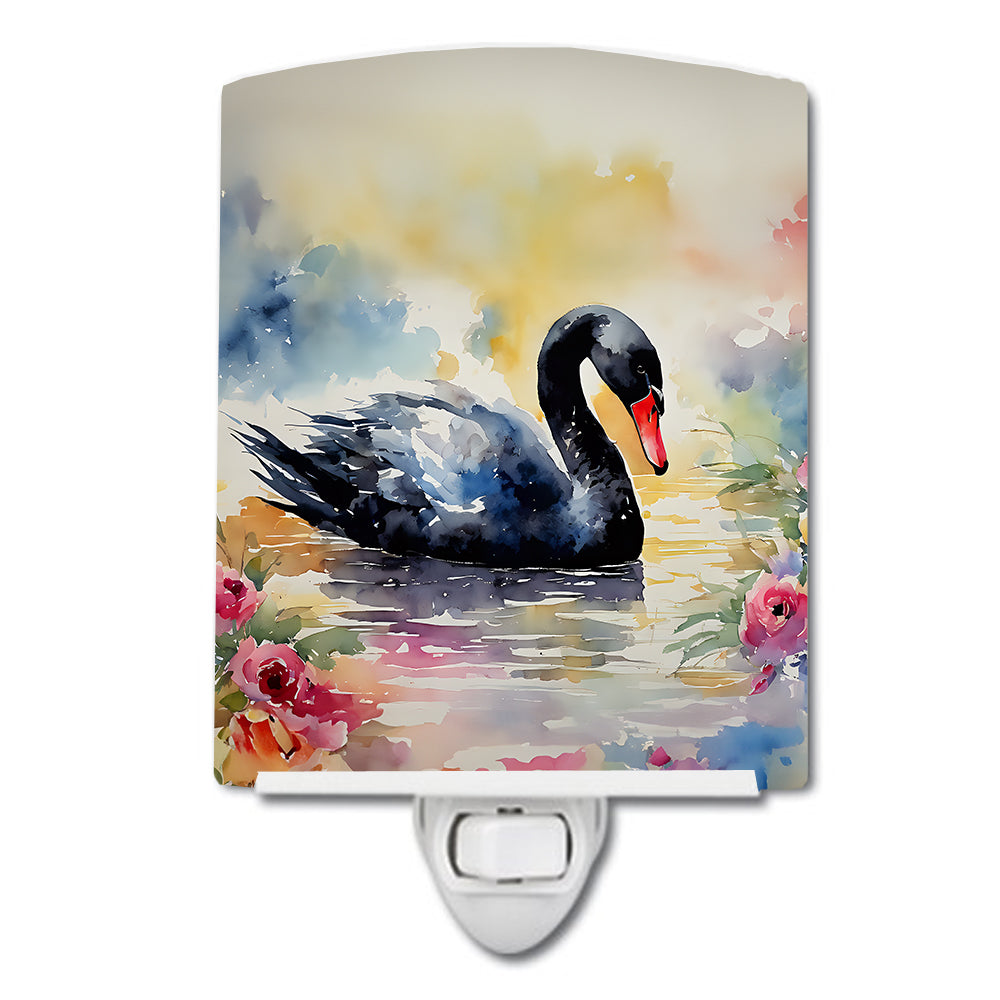DAC3272CNL 6 x 4 in. Black Swan Ceramic Night Light