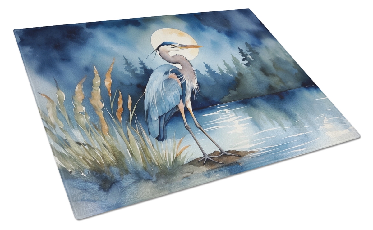 DAC7492LCB 15 x 12 in. Blue Heron Under the Moonlight Glass Cutting Board