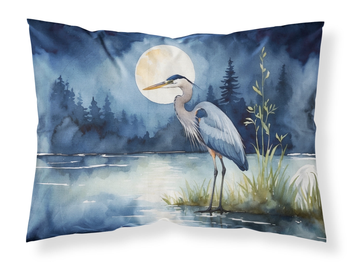 DAC7493PILLOWCASE 20.5 x 30 in. Blue Heron Under the Moonlight Standard Pillowcase