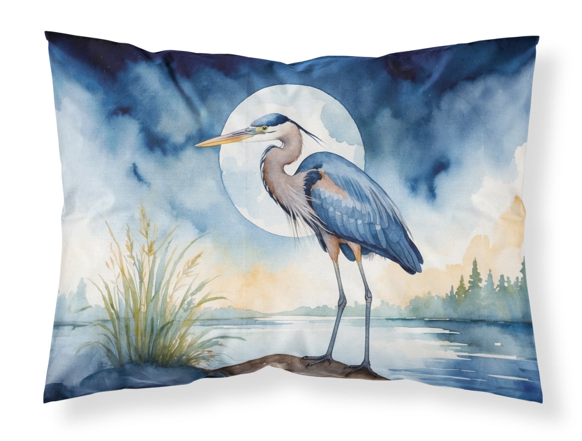 DAC7494PILLOWCASE 20.5 x 30 in. Blue Heron Under the Moonlight Standard Pillowcase