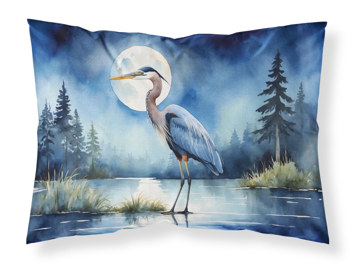DAC7495PILLOWCASE 20.5 x 30 in. Blue Heron Under the Moonlight Standard Pillowcase