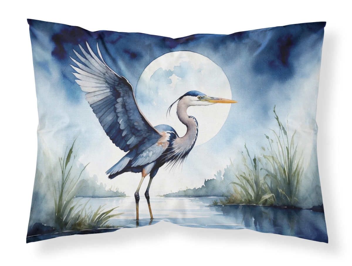 DAC7496PILLOWCASE 20.5 x 30 in. Blue Heron Under the Moonlight Standard Pillowcase