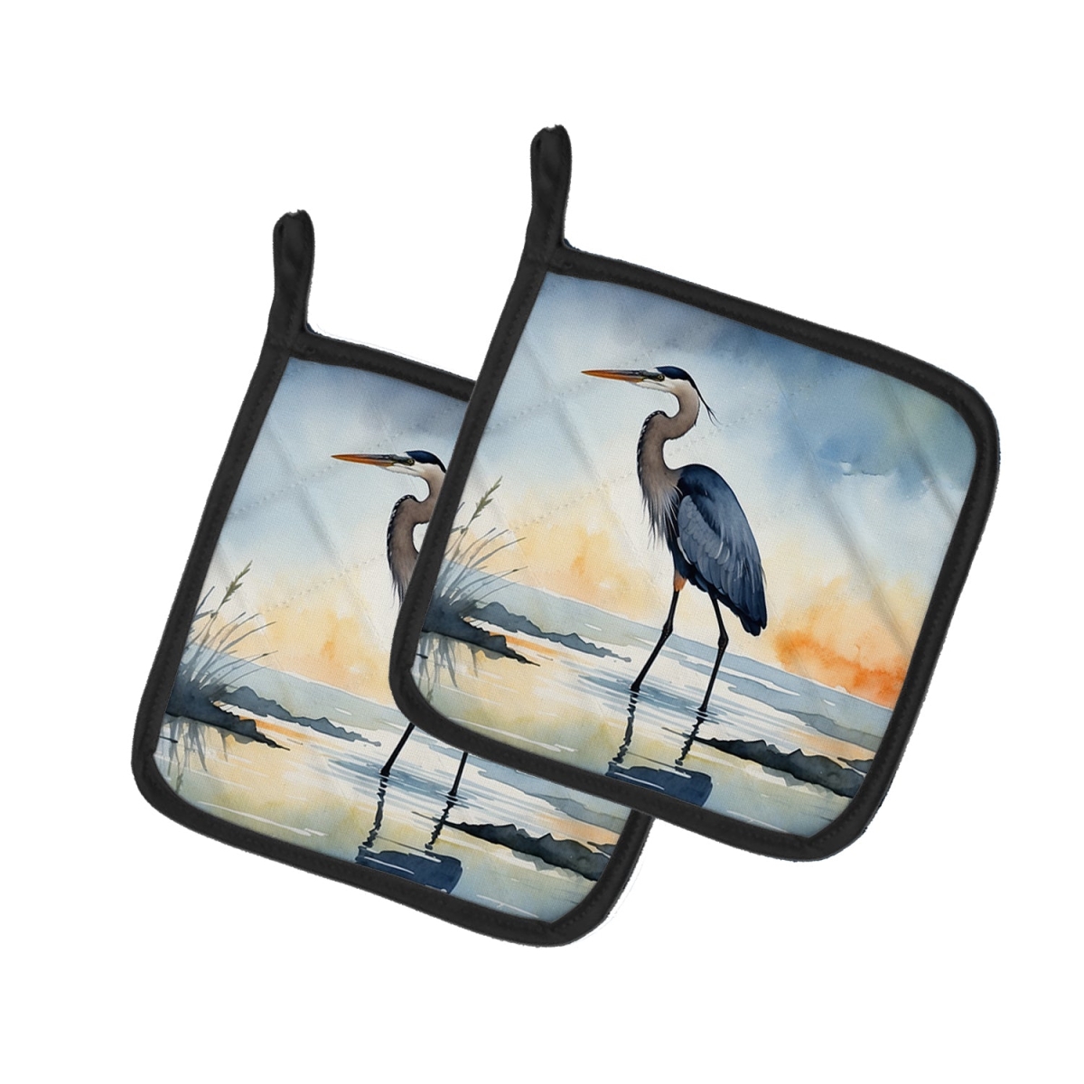 DAC7501PTHD 7.5 x 7.5 in. Blue Heron Barely Lit Sky Pot Holders - Set of 2