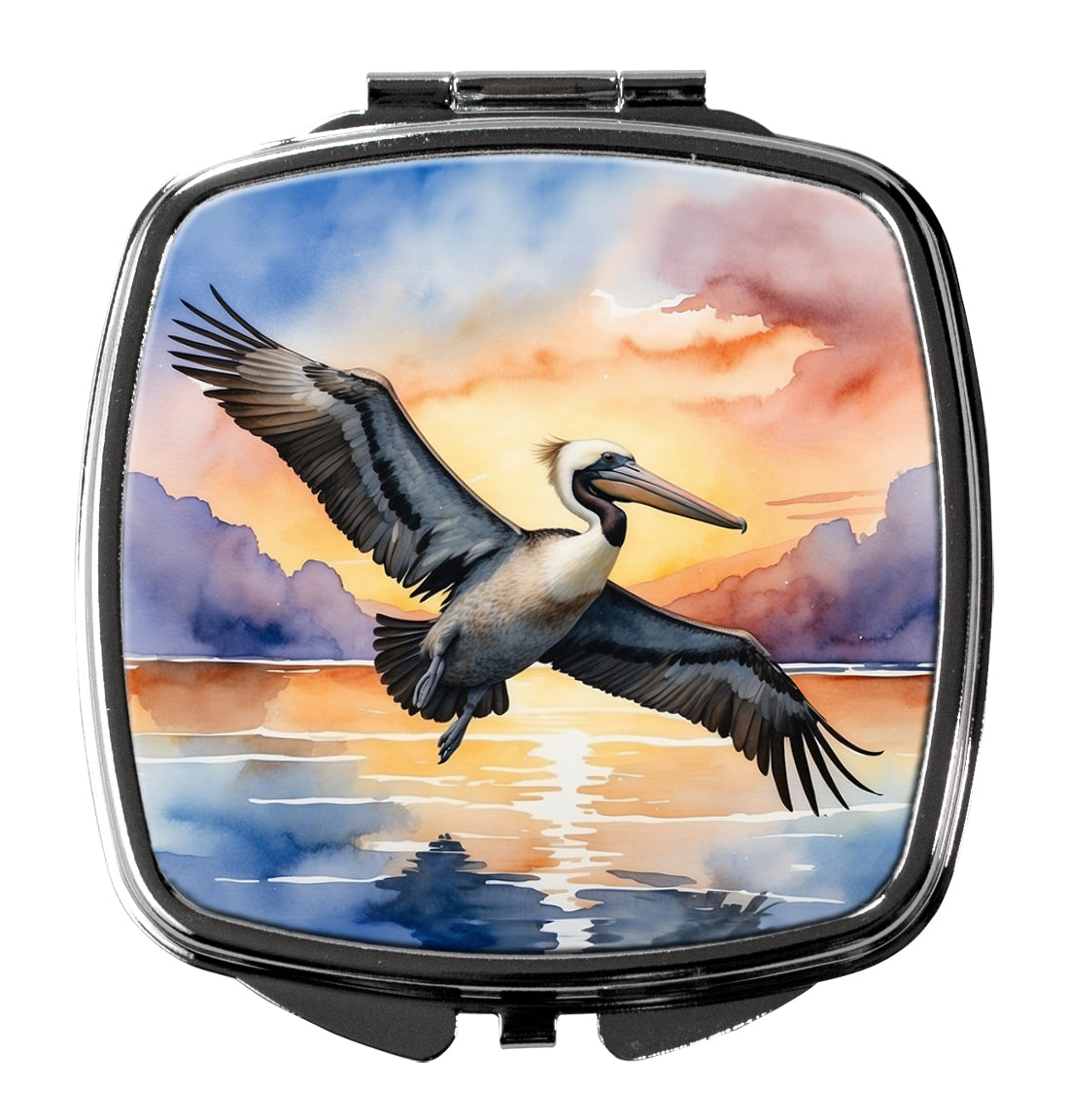 DAC7508SCM 3 x 2.75 in. Pelican Fyling At Sunrise Compact Mirror