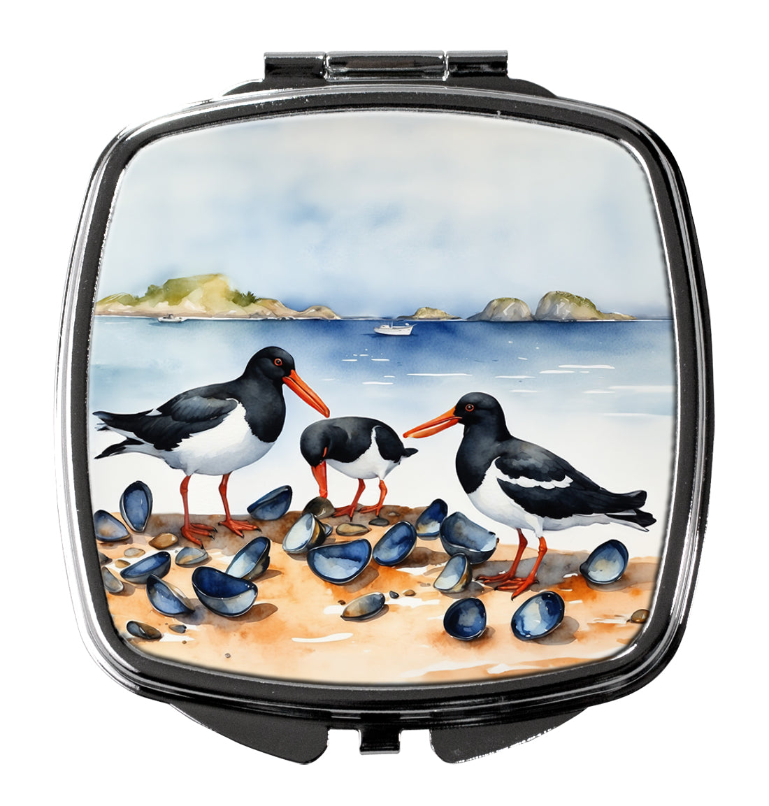 DAC7521SCM 3 x 2.75 in. Oystercatchers Feeding Compact Mirror