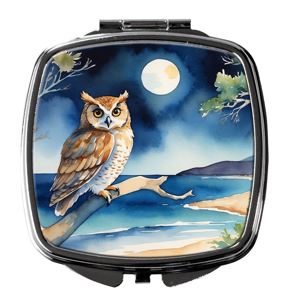DAC7532SCM 3 x 2.75 in. Owl Perched in Coastal Tree Compact Mirror