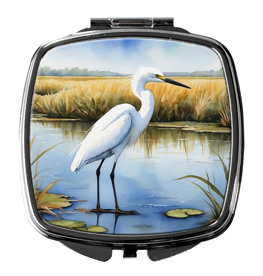 DAC7533SCM 3 x 2.75 in. Snowy Egret in Coastal Marshes Compact Mirror