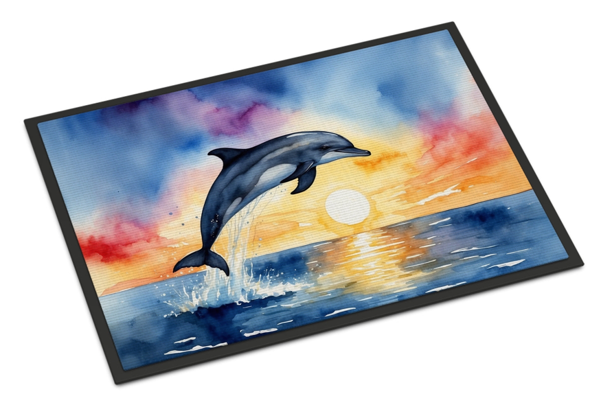 DAC7665JMAT 24 x 36 in. Dolphin Leaping At Sunrise Doormat