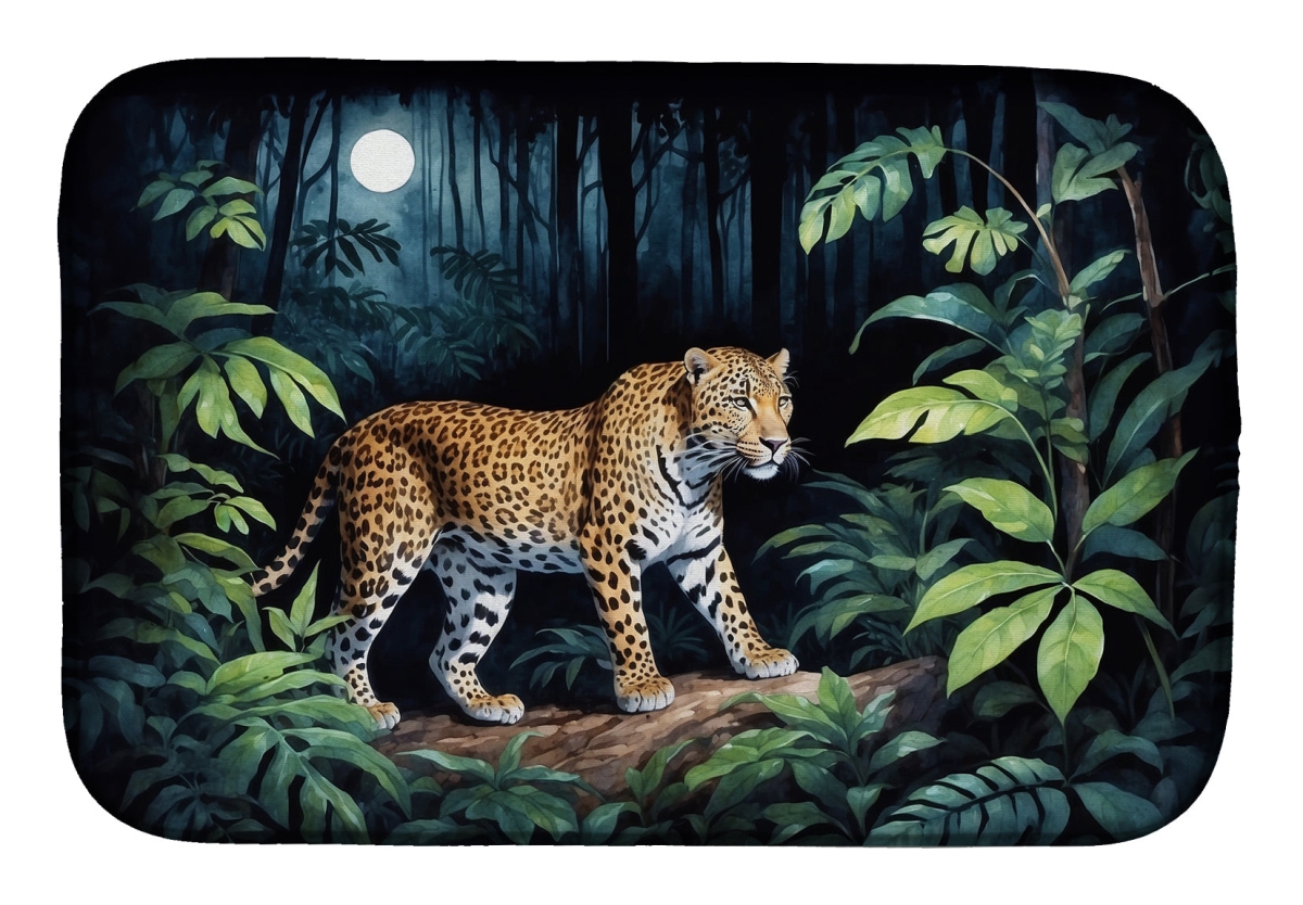 Picture of Carolines Treasures DAC7701DDM 21 x 14 in. Leopard Nighttime in the Jungle Dish Drying Mat