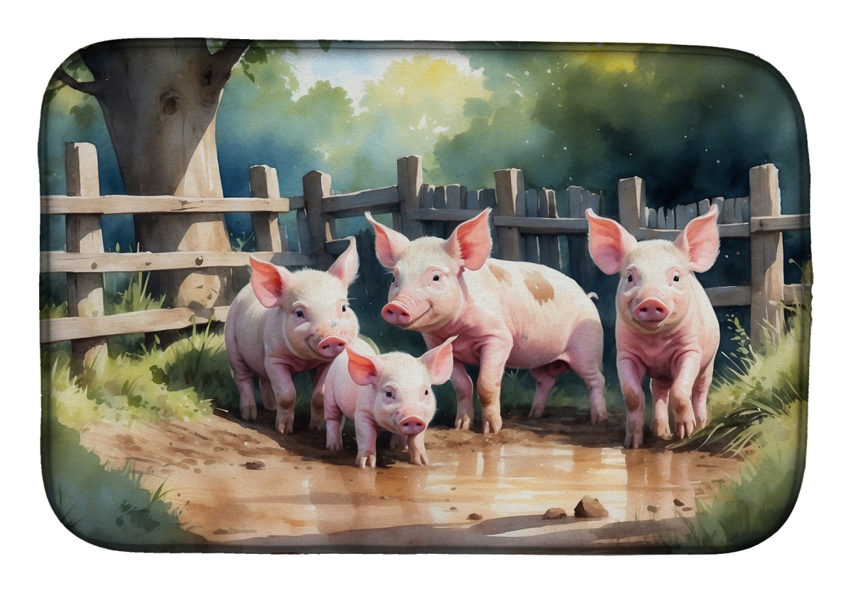 Picture of Carolines Treasures DAC7702DDM 21 x 14 in. Piglets in the Mud Dish Drying Mat