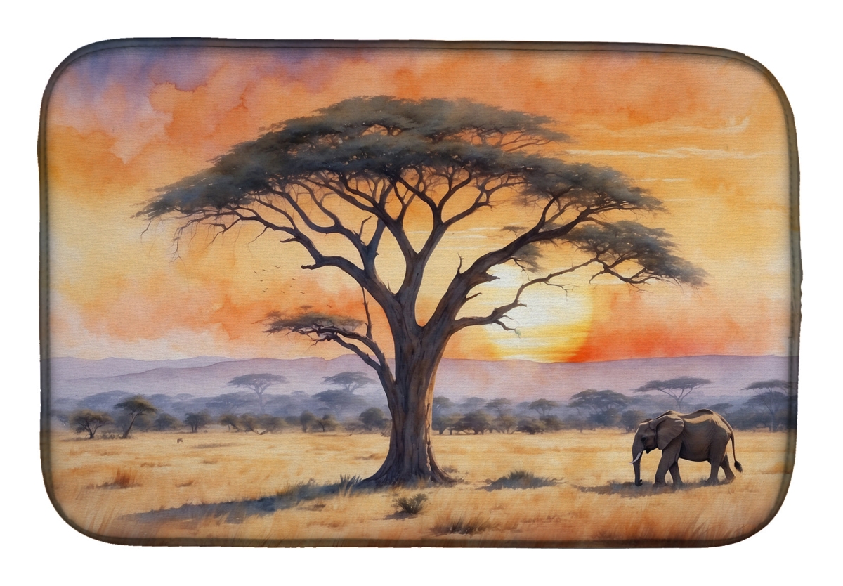 Picture of Carolines Treasures DAC7707DDM 21 x 14 in. Elephants Savanna Sunrise Dish Drying Mat