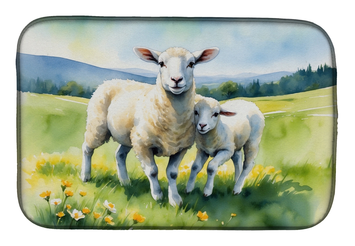 Picture of Carolines Treasures DAC7708DDM 21 x 14 in. Springtime Lambs Dish Drying Mat