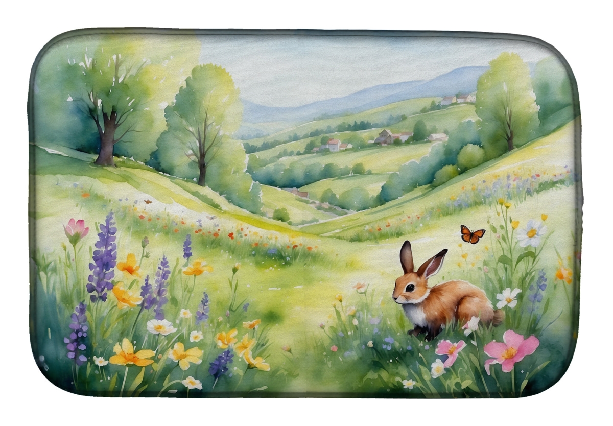Picture of Carolines Treasures DAC7709DDM 21 x 14 in. Rabbit Springtime Meadow Dish Drying Mat