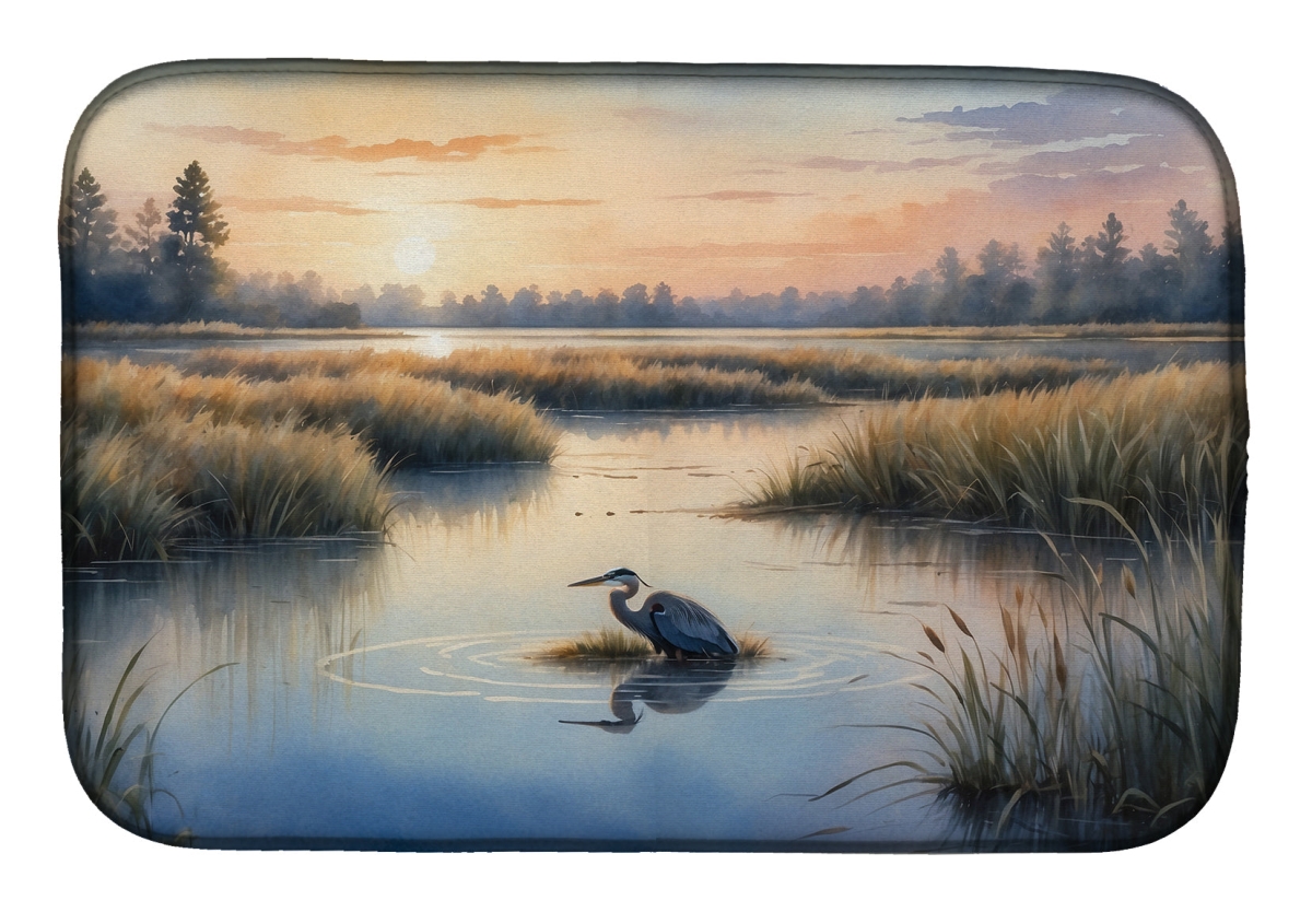 Picture of Carolines Treasures DAC7710DDM 21 x 14 in. Wetland Wonders Blue Heron Dish Drying Mat
