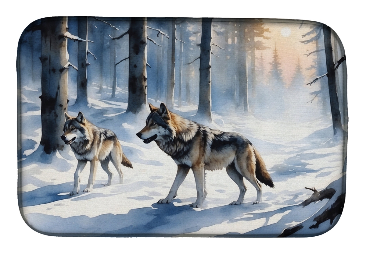 Picture of Carolines Treasures DAC7711DDM 21 x 14 in. Winter Wolves Dish Drying Mat