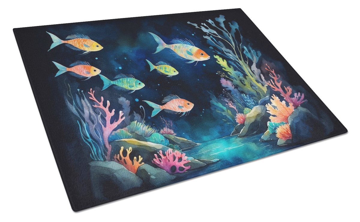 DAC7656LCB 15 x 12 in. Bioluminescent Fish Glass Cutting Board