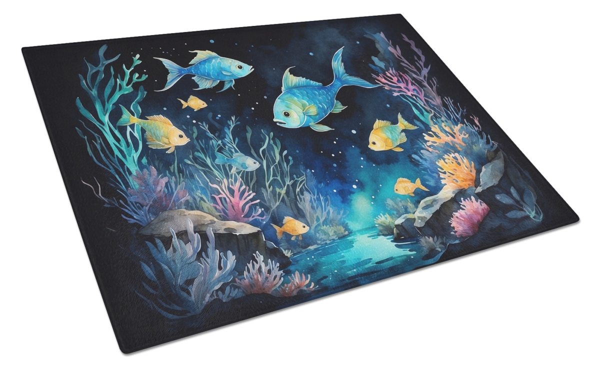 DAC7658LCB 15 x 12 in. Bioluminescent Fish Glass Cutting Board