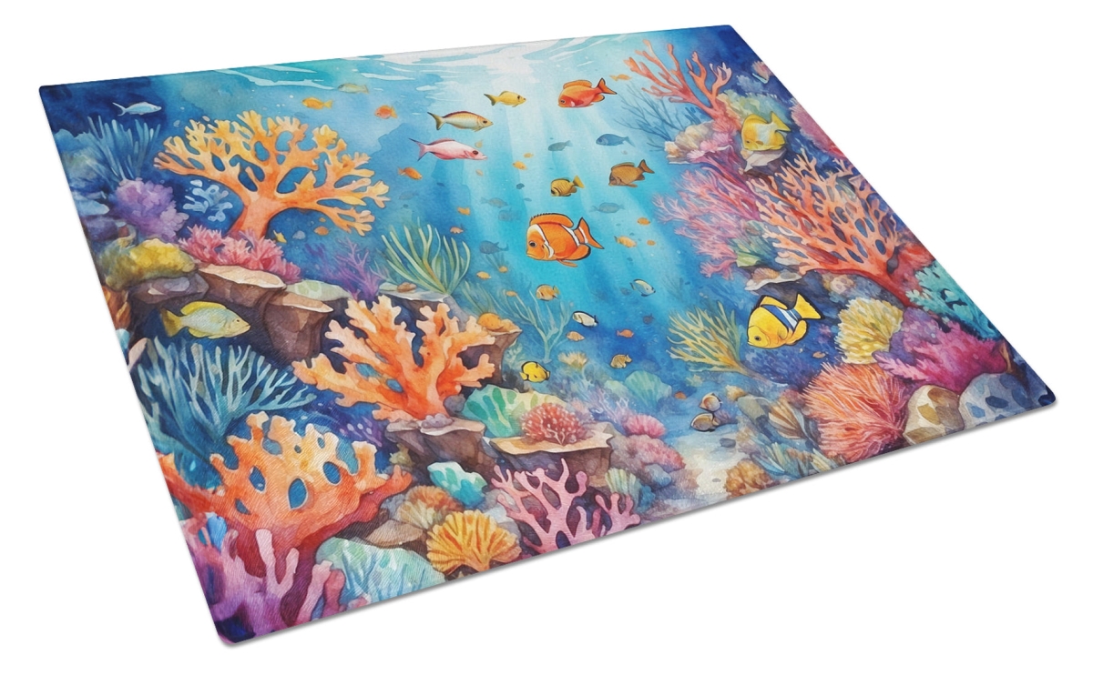 DAC7659LCB 15 x 12 in. Coral & Fish Glass Cutting Board
