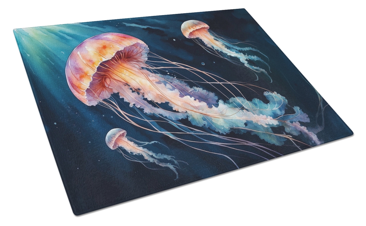 DAC7660LCB 15 x 12 in. Deep-Sea Jellyfish Glass Cutting Board