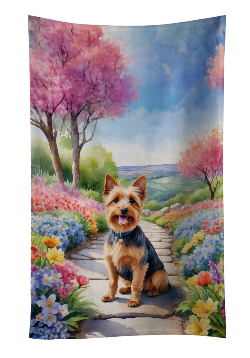 DAC6557KTWL 25 x 15 in. Australian Terrier Spring Garden Kitchen Towel