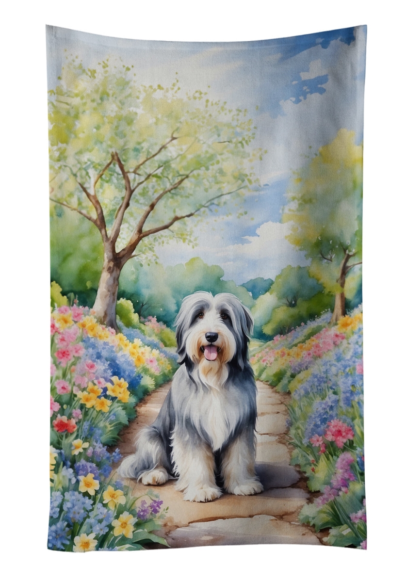 DAC6561KTWL 25 x 15 in. Bearded Collie Spring Garden Kitchen Towel