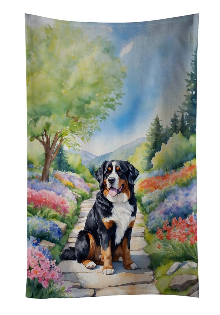DAC6568KTWL 25 x 15 in. Bernese Mountain Dog Spring Path Kitchen Towel