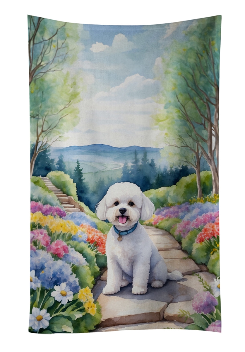 DAC6569KTWL 25 x 15 in. Bichon Frise Spring Path Kitchen Towel