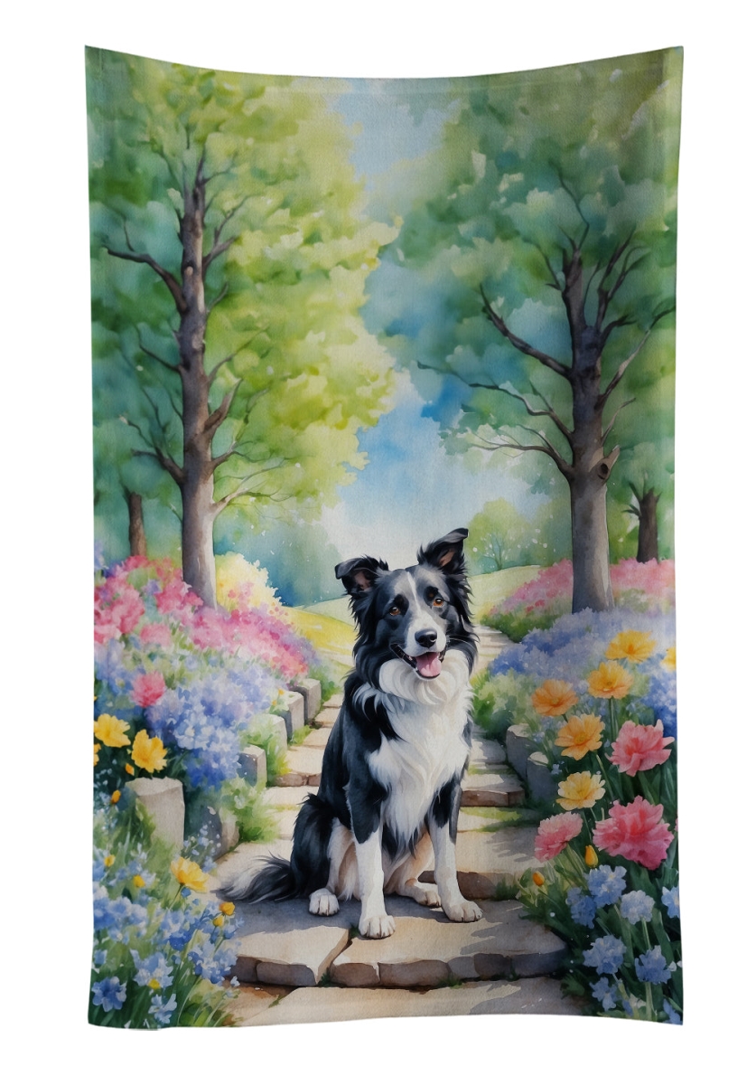 DAC6573KTWL 25 x 15 in. Border Collie Spring Path Kitchen Towel