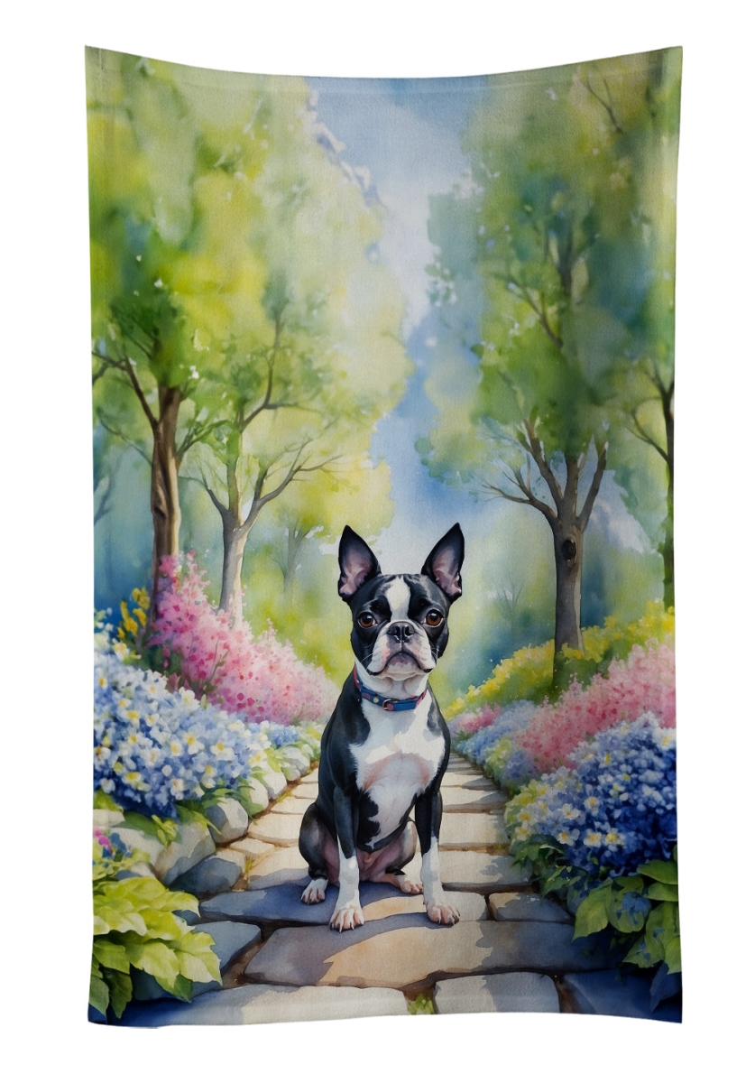 DAC6577KTWL 25 x 15 in. Boston Terrier Spring Path Kitchen Towel