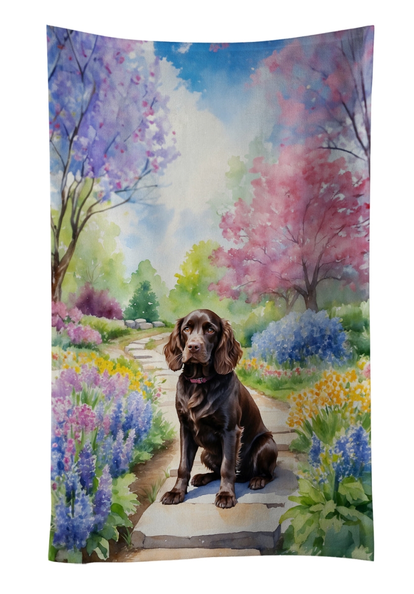 Picture of Carolines Treasures DAC6583KTWL 25 x 15 in. Boykin Spaniel Spring Path Kitchen Towel