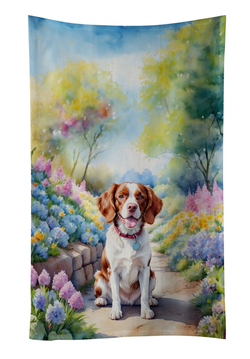 Picture of Carolines Treasures DAC6584KTWL 25 x 15 in. Brittany Spaniel Spring Path Kitchen Towel