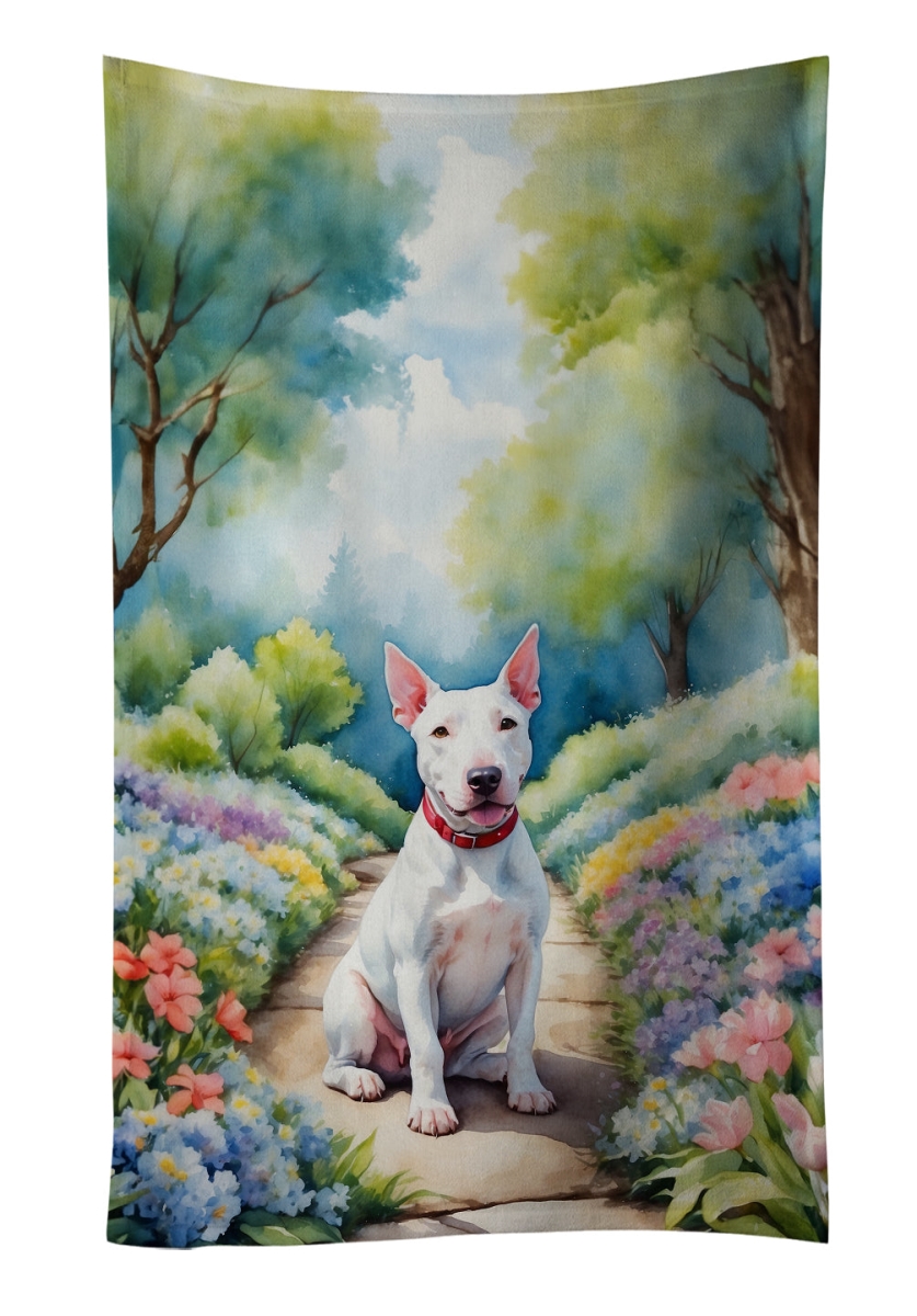 Picture of Carolines Treasures DAC6586KTWL 25 x 15 in. Bull Terrier Spring Path Kitchen Towel