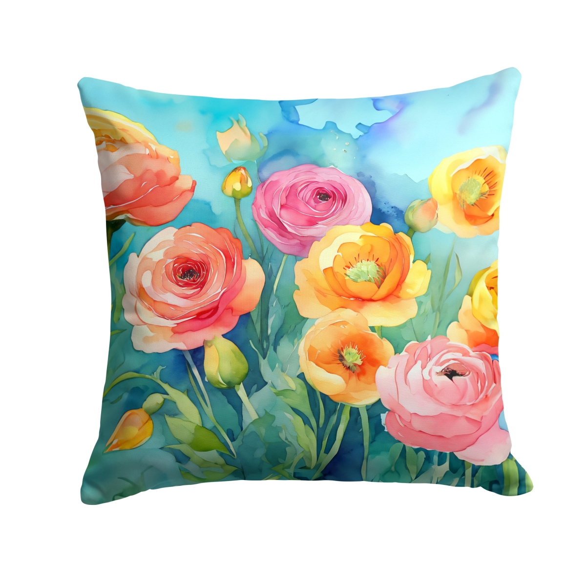 DAC1604PW1414 14 x 14 in. Ranunculus in Watercolor Throw Pillow