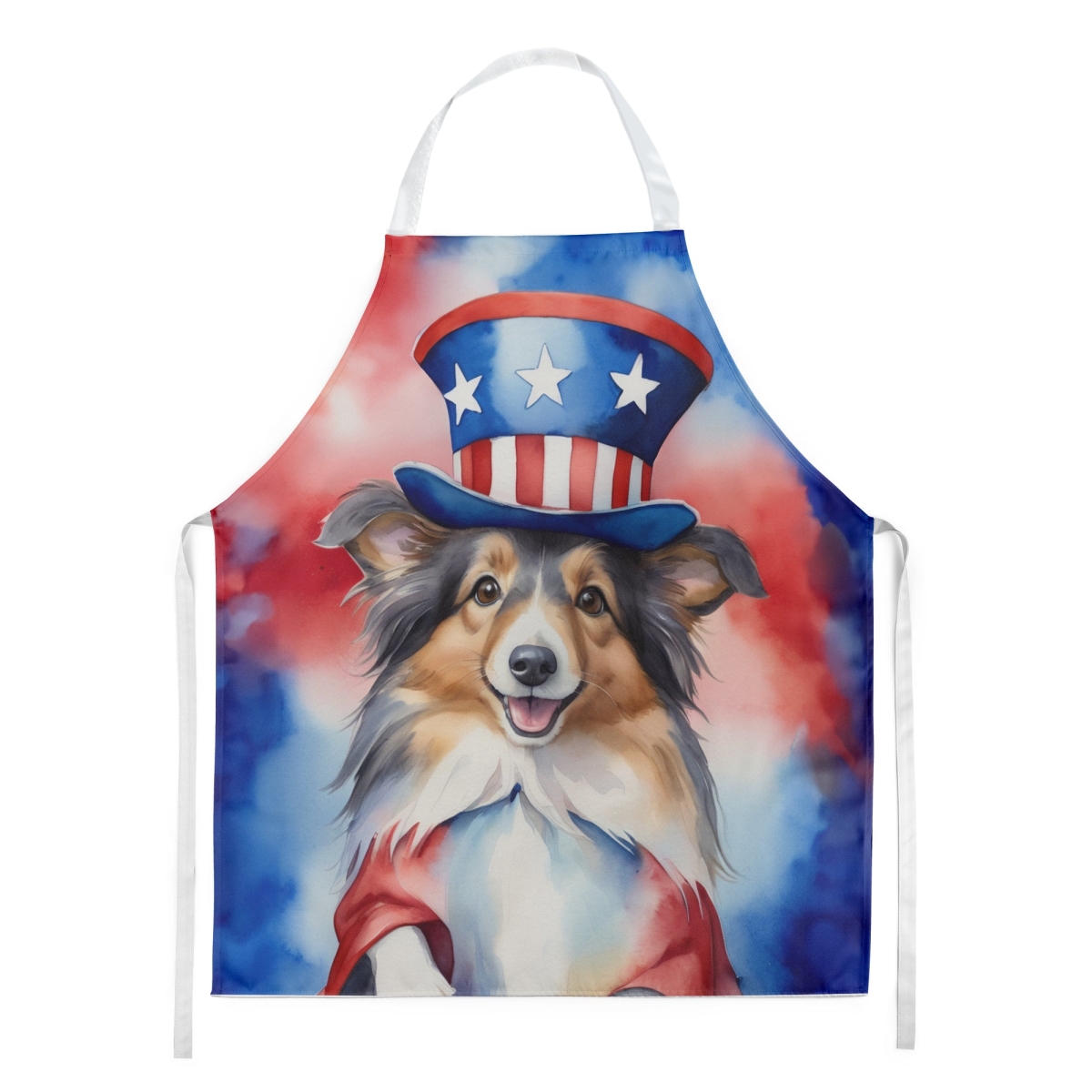 Picture of Carolines Treasures DAC5801APRON 30 x 27 in. Sheltie Patriotic American Apron