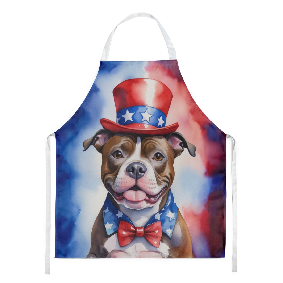 Picture of Carolines Treasures DAC5807APRON 30 x 27 in. Staffordshire Bull Terrier Patriotic American Apron