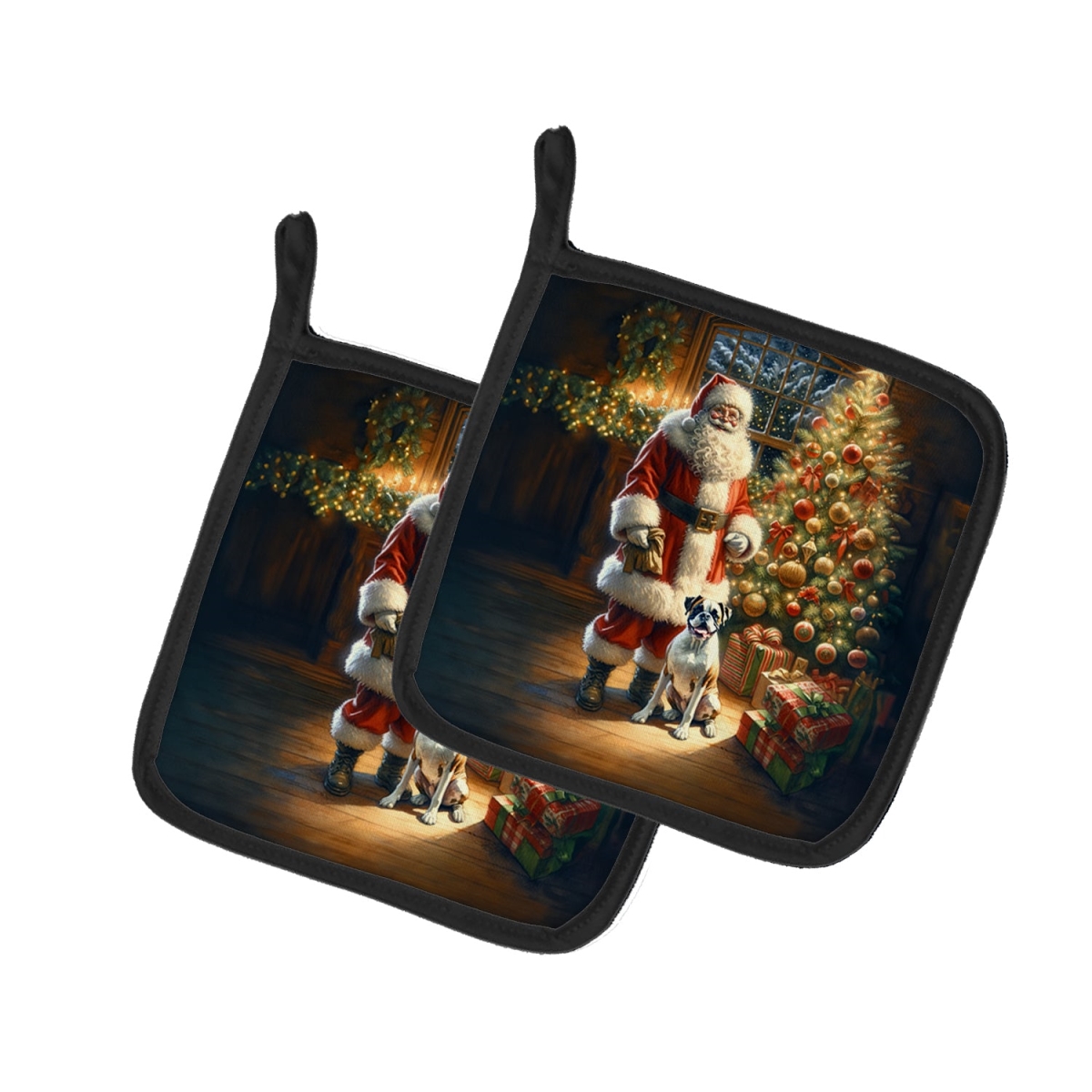 Picture of Carolines Treasures DAC4081PTHD 7.5 x 7.5 in. Boxer & Santa Claus Pot Holders - Set of 2