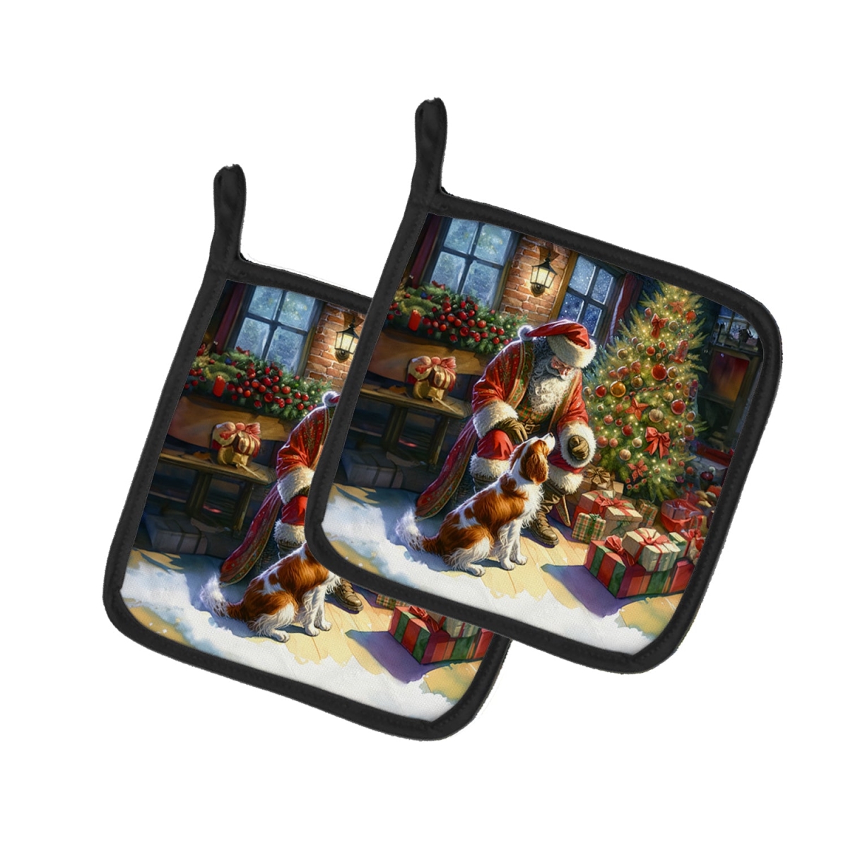 Picture of Carolines Treasures DAC4082PTHD 7.5 x 7.5 in. Brittany & Santa Claus Pot Holders - Set of 2