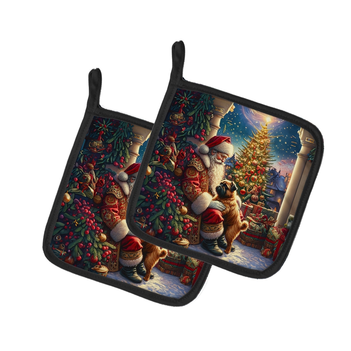 Picture of Carolines Treasures DAC4083PTHD 7.5 x 7.5 in. Brussels Griffon & Santa Claus Pot Holders - Set of 2