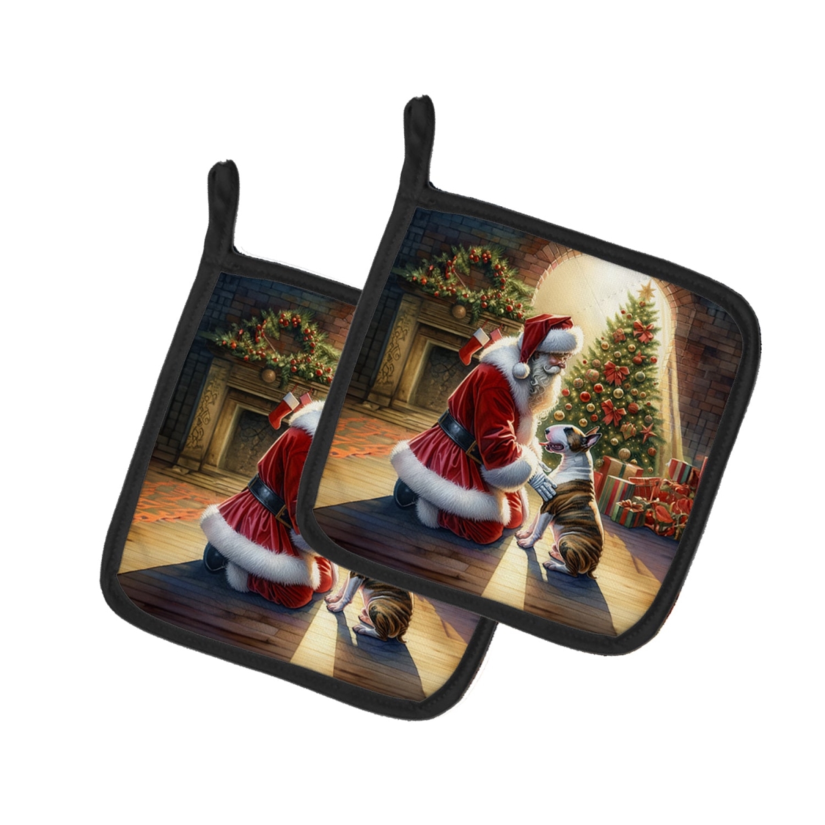 Picture of Carolines Treasures DAC4084PTHD 7.5 x 7.5 in. Bull Terrier & Santa Claus Pot Holders - Set of 2
