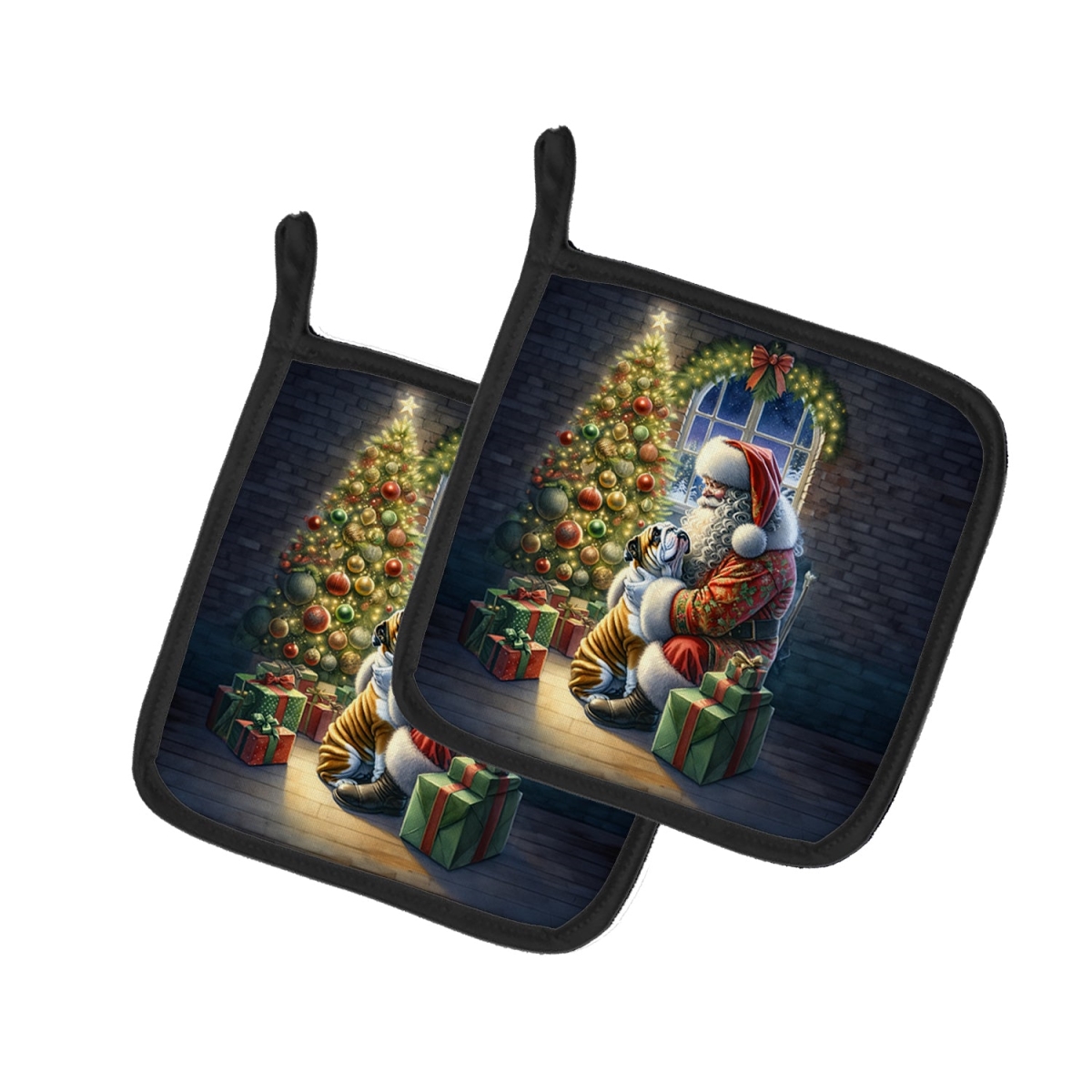 Picture of Carolines Treasures DAC4085PTHD 7.5 x 7.5 in. English Bulldog & Santa Claus Pot Holders - Set of 2