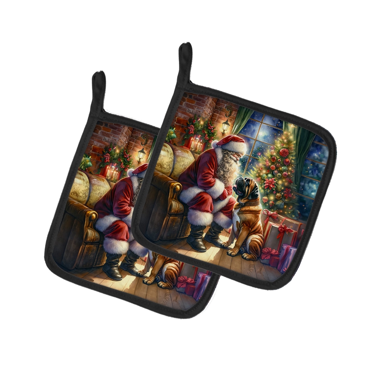 Picture of Carolines Treasures DAC4086PTHD 7.5 x 7.5 in. Bullmastiff & Santa Claus Pot Holders - Set of 2