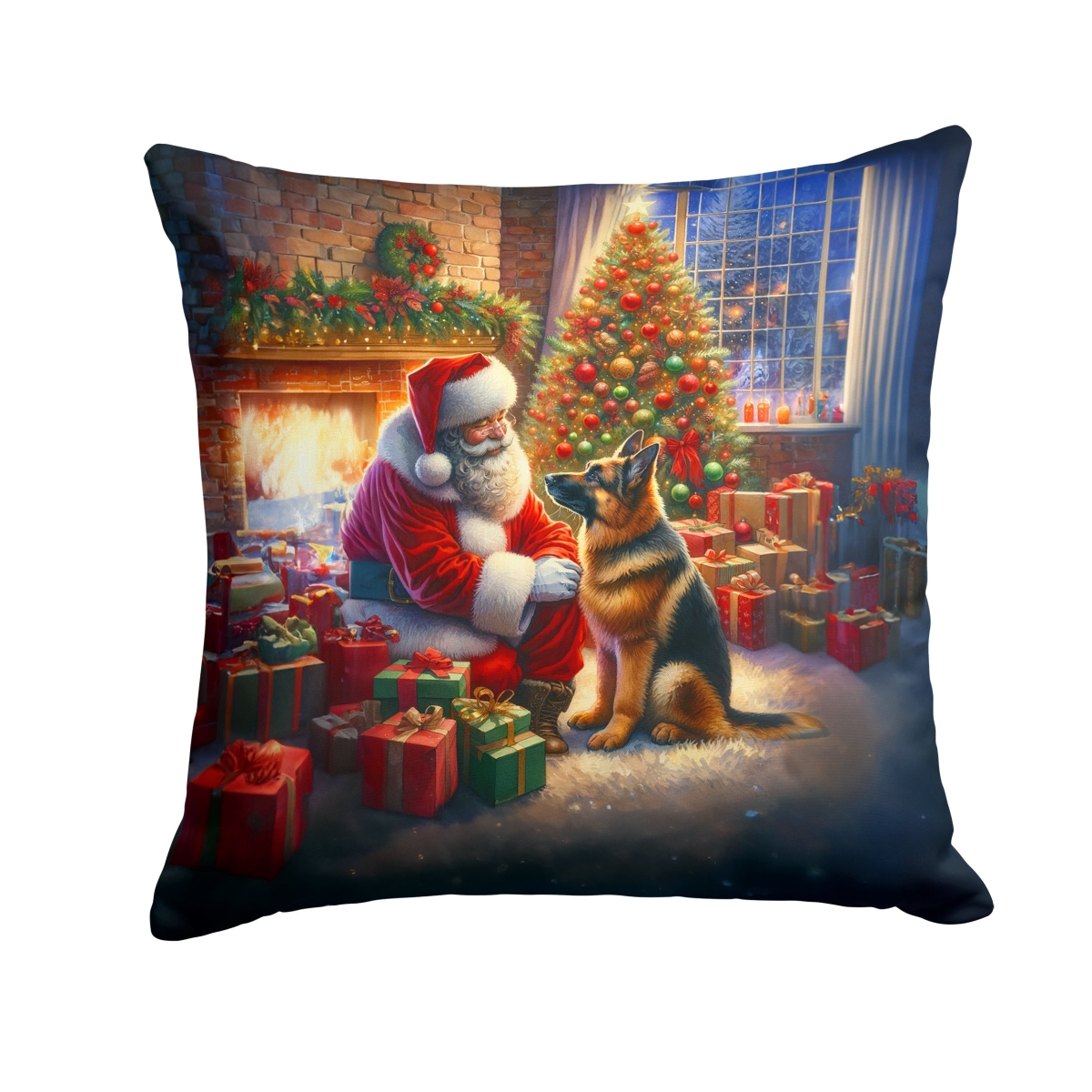 DAC4114PW1818 18 x 18 in. German Shepherd & Santa Claus Throw Pillow
